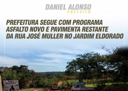 Prefeito Daniel Alonso segue com programa Asfalto Novo e pavimenta restante da rua Jos Muller 